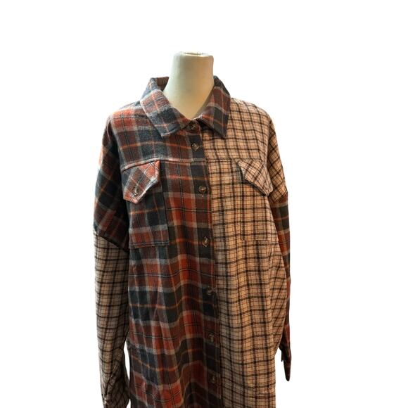 Haptics Tops - Haptics Boutique Flannel Women's Brown& Orange  Long Sleeve Shirt Size 3X